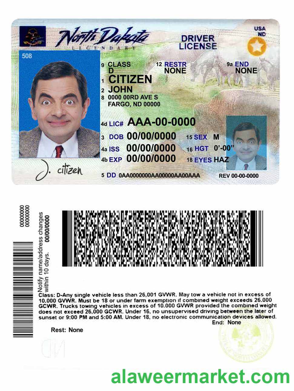 USA North Dakota driving license template in PSD format, fully editable, 2020 - present